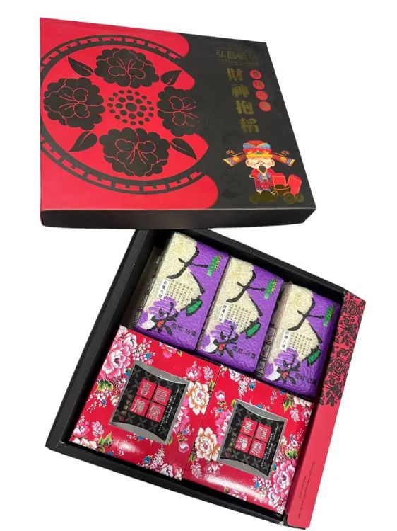 Picture of [年節米禮盒]財神抱稻米禮盒-台南16號禮盒 + 牛蒡玄茶2盒